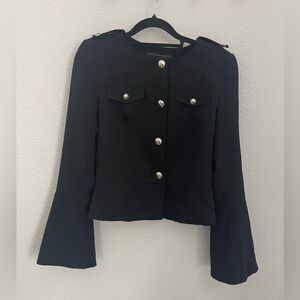 White House Black Market Black Structured Blazer with Flared Sleeves